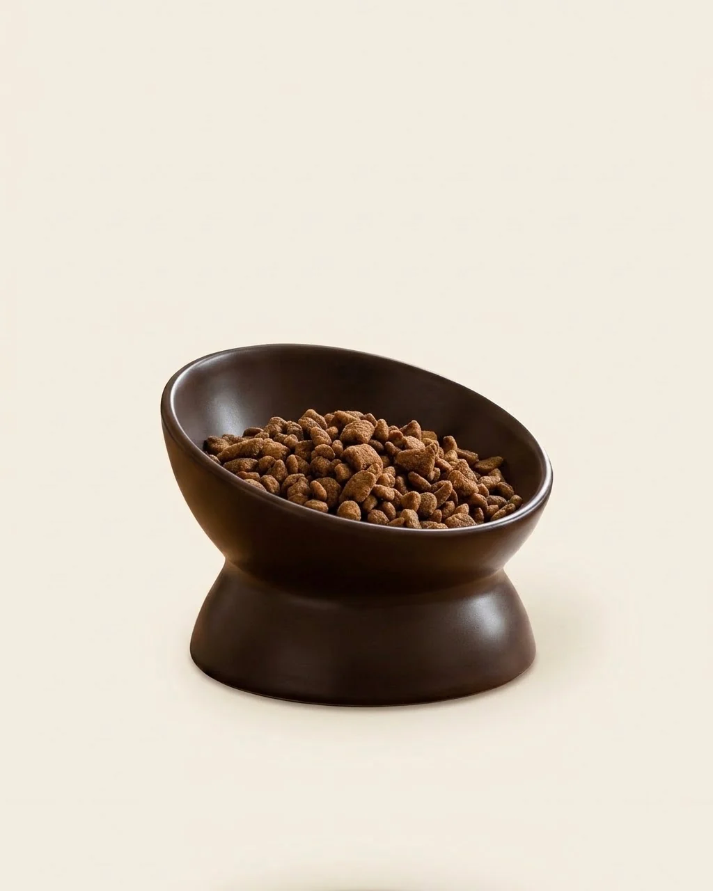 L'Inclinée, gamelle surélevée en céramique, inclinée à 15°, Mocha